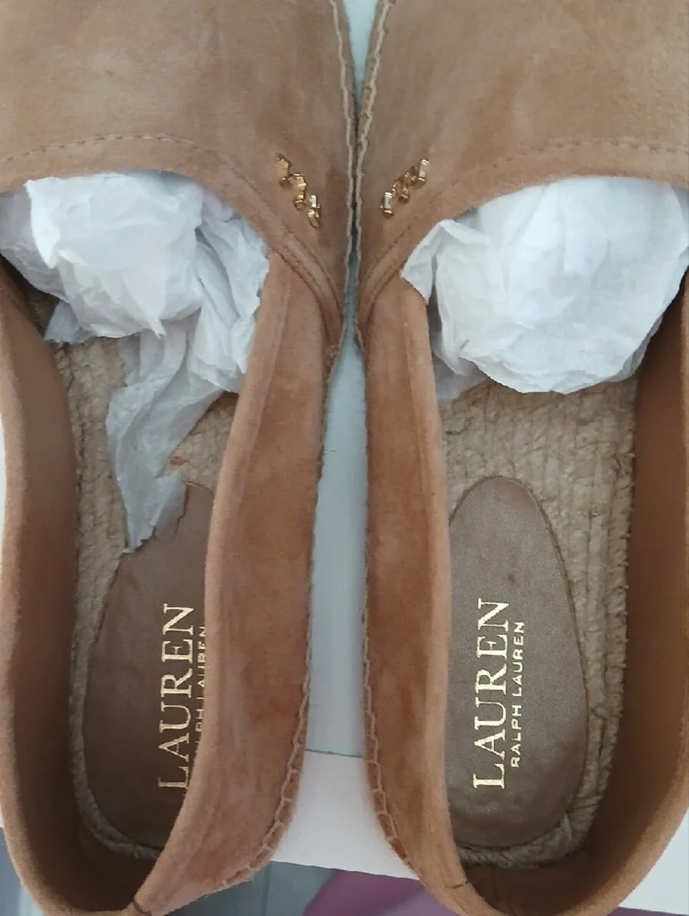 Lauren Ralph Lauren Cognac Suede Espadrille Flats